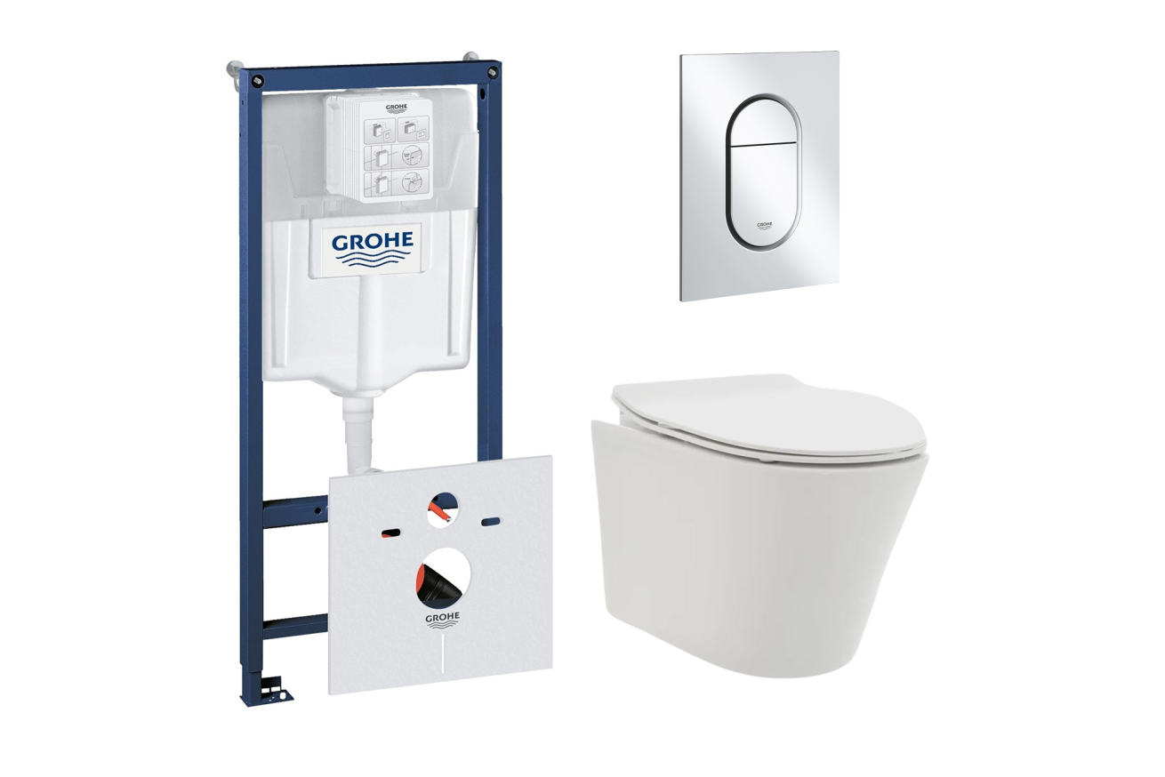 Комплект инсталляции GROHE NW0145/S с унитазом AQUAme AQM2001 и сиденьем с микролифтом (NW0181)
