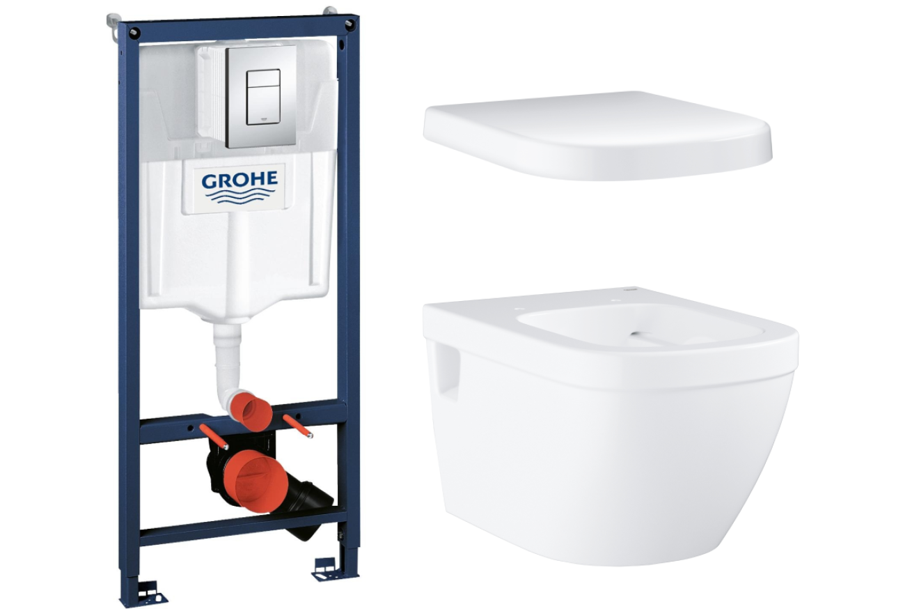 Комплект инсталляции GROHE Rapid SL 3 в 1 с унитазом Euro Ceramic и сиденьем (NW0135)