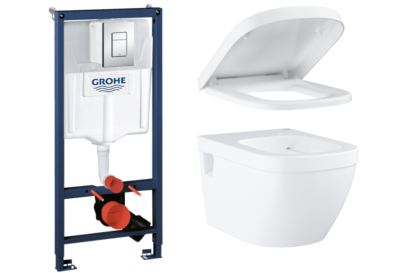Комплект инсталляции GROHE Rapid SL 3 в 1 с унитазом Euro Ceramic и сиденьем с микролифтом (NW0138)