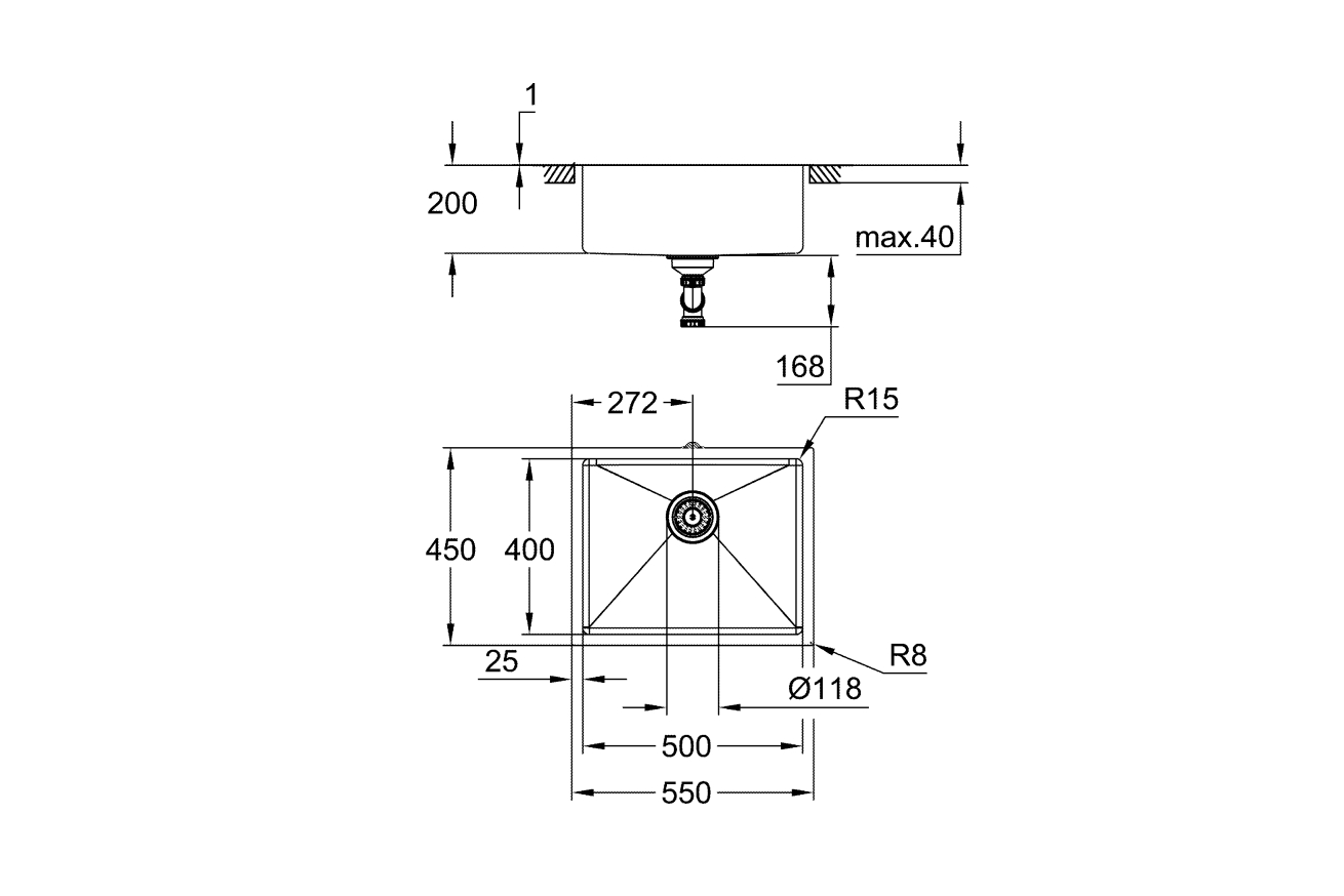Мойка из нержавеющей стали GROHE K700 Undermount (31574SD1)