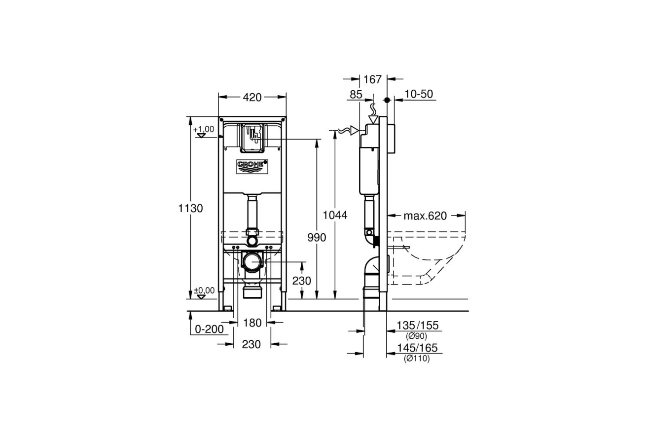 Система инсталляции для унитаза GROHE Rapid SL (38713001)