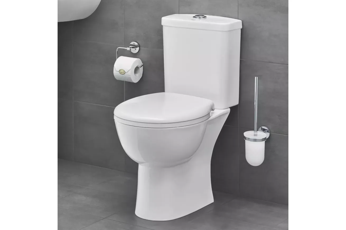 Унитаз напольный с бачком и сиденьем с микролифтом GROHE Bau Ceramic, альпин-белый (39346000)