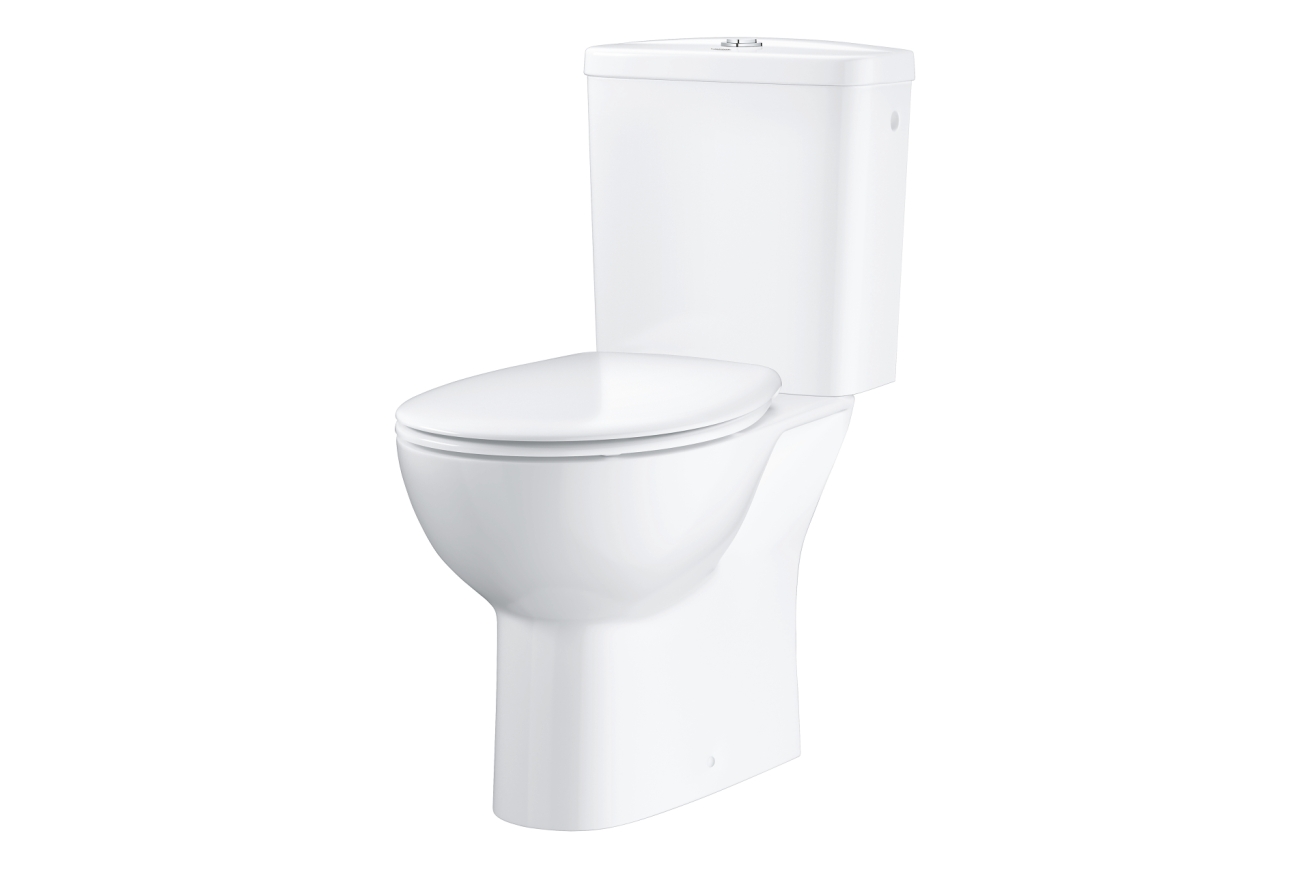 Унитаз напольный с бачком и сиденьем с микролифтом GROHE Bau Ceramic, альпин-белый (39346000)