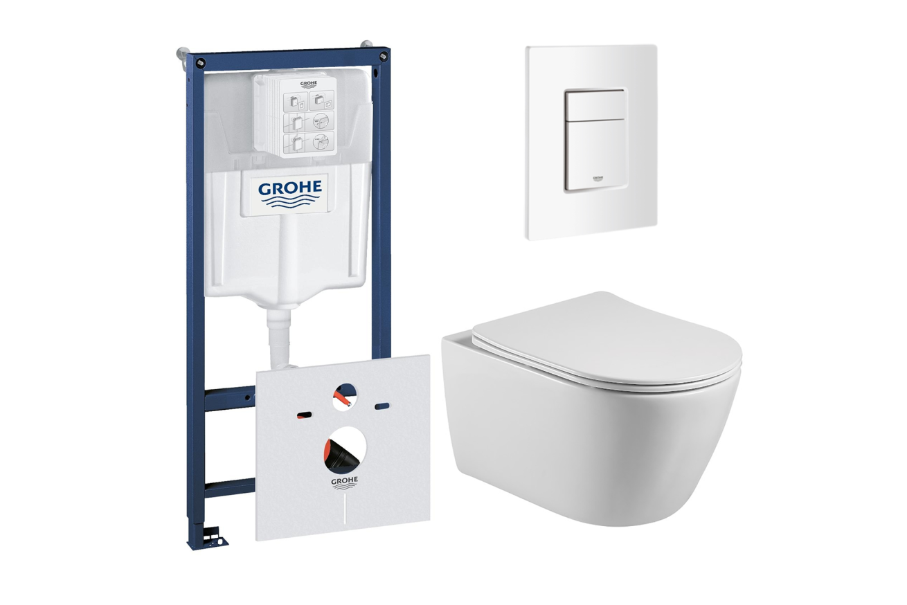 Комплект инсталляции GROHE 38772SH0 с унитазом Aquatek БЕТТА и сиденьем с микролифтом (NW0196)