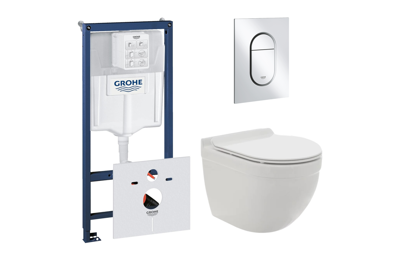 Комплект инсталляции GROHE NW0145/S с унитазом AQUAme AQM2006 и сиденьем с микролифтом (NW0185)