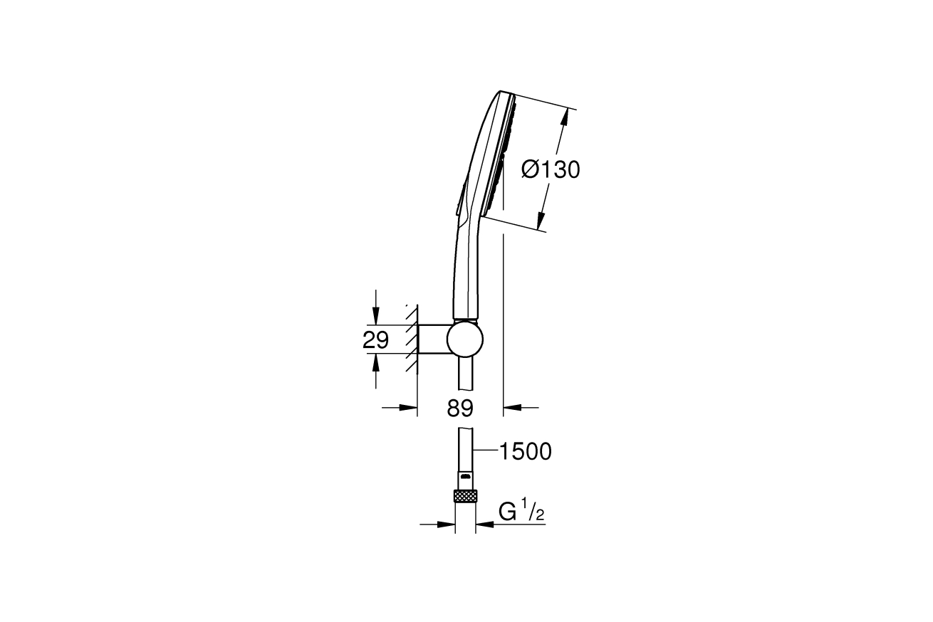 Душевой набор GROHE Rainshower SmartActive 130, 3 режима, 1500 мм, 9,5 л/мин, белая луна (26580LS0)