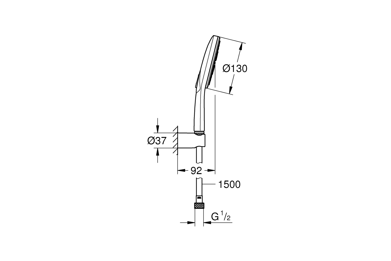 Душевой набор GROHE Rainshower SmartActive 130, 3 режима, 1500 мм, 9,5 л/мин, белая луна (26581LS0)