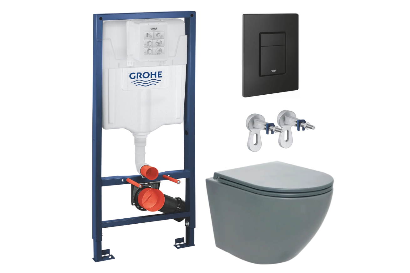 Комплект инсталляции GROHE Solido 38811KF0 с унитазом AQUAme AQM2002MGR и сиденьем с микролифтом (NW0297)