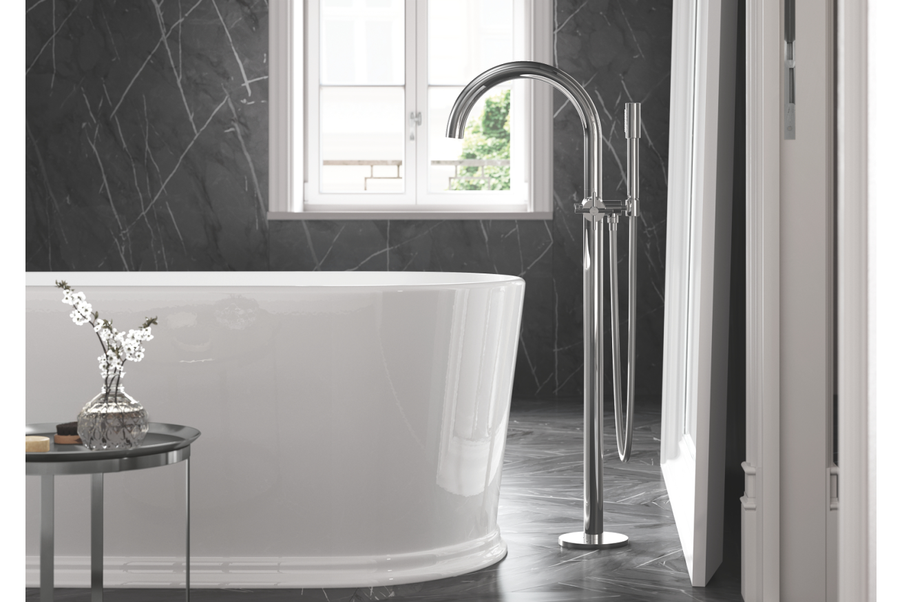 Внешняя часть смесителя для ванны GROHE Atrio напольного монтажа, двухвентильный, хром (25044003)