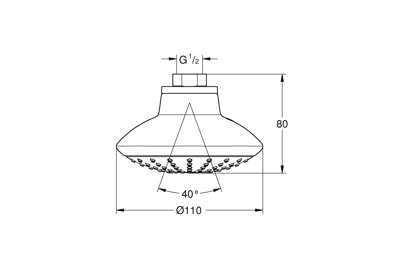 Верхний душ GROHE Euphoria 110 Mono, 6.7 л/мин, 1 режим, хром (27810001)