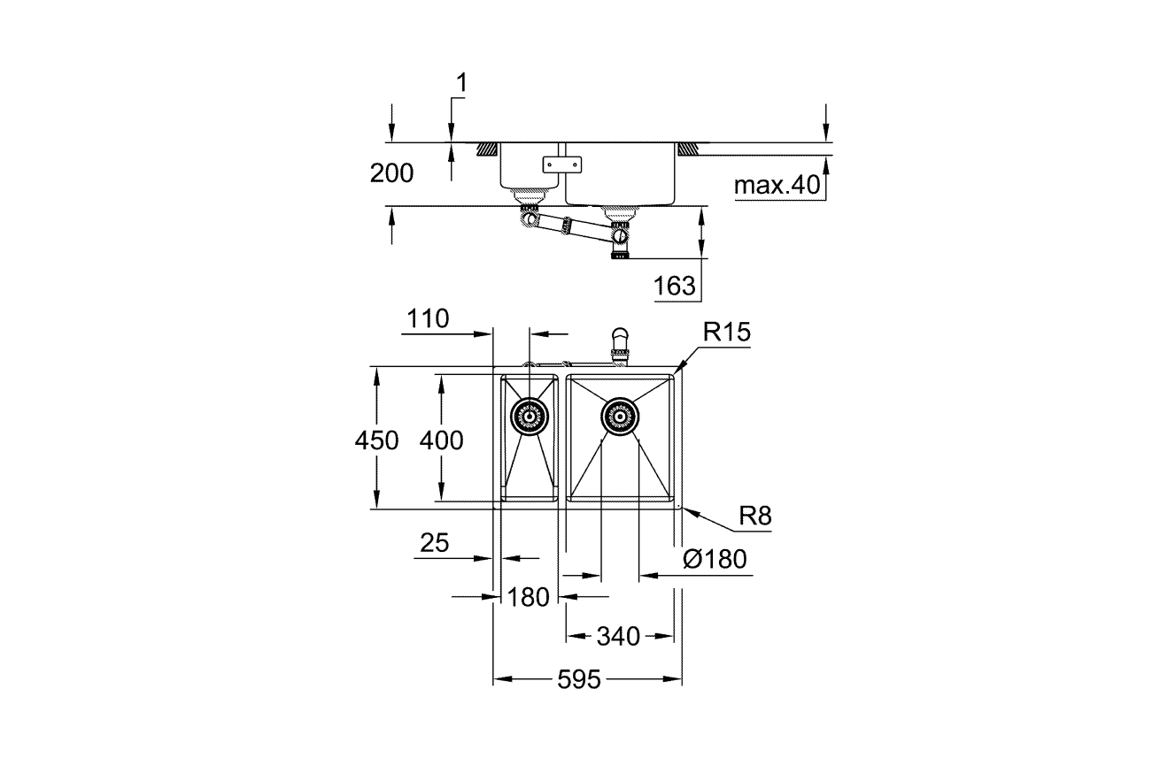 Мойка GROHE K700 Undermount, нержавеющая сталь (31576SD1)