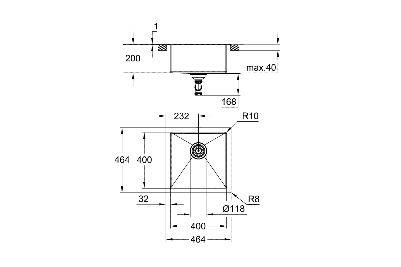 Мойка GROHE K700, нержавеющая сталь (31578SD1)