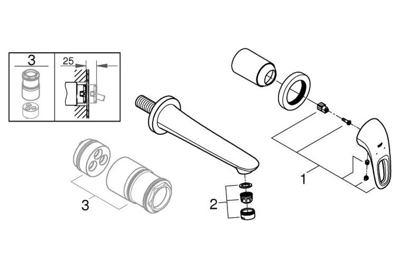 Внешняя часть смесителя для раковины GROHE Eurostyle, M-Size, хром (19571003)