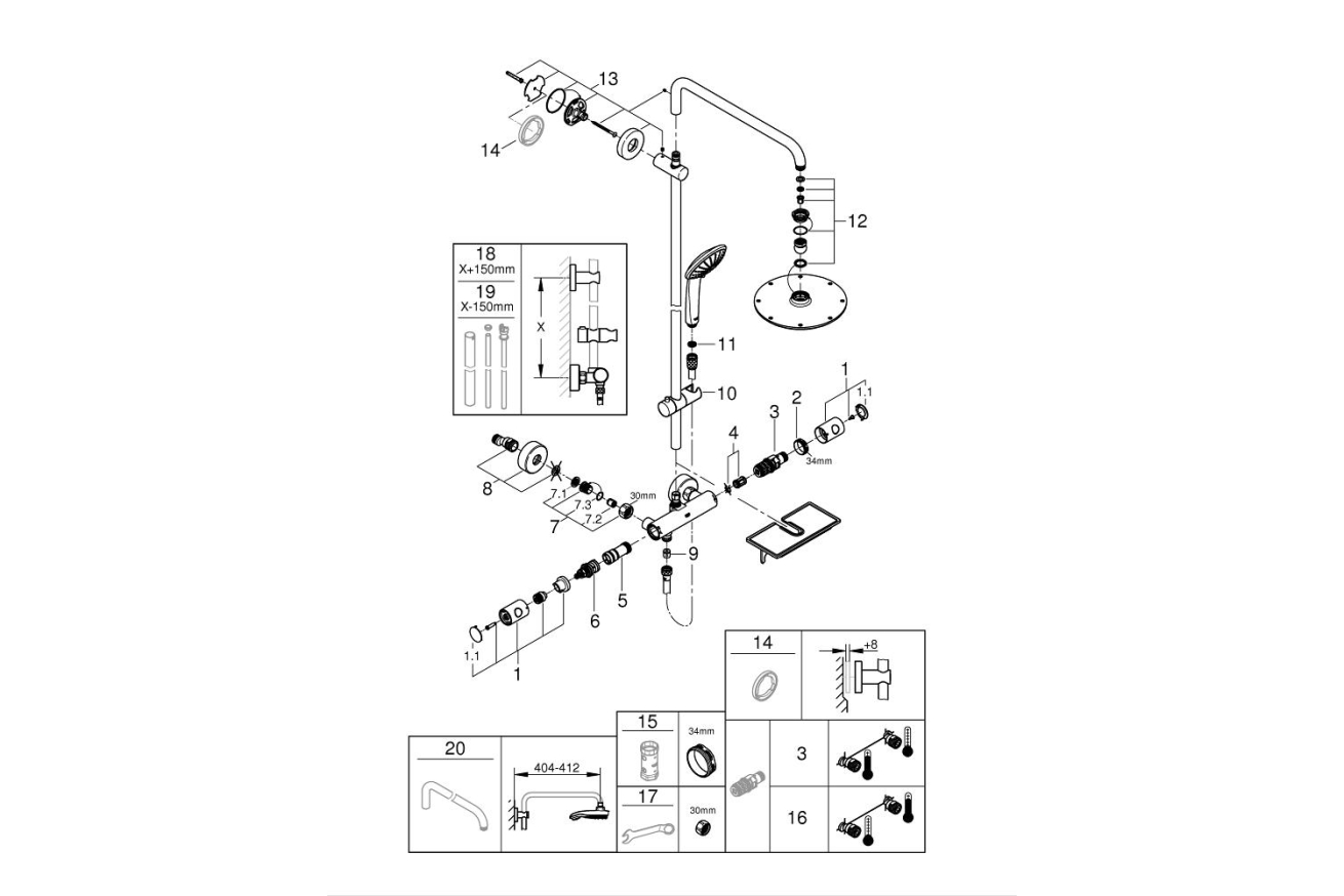 Душевая система GROHE Euphoria System 210 с термостатом для душа, хром (26363000)