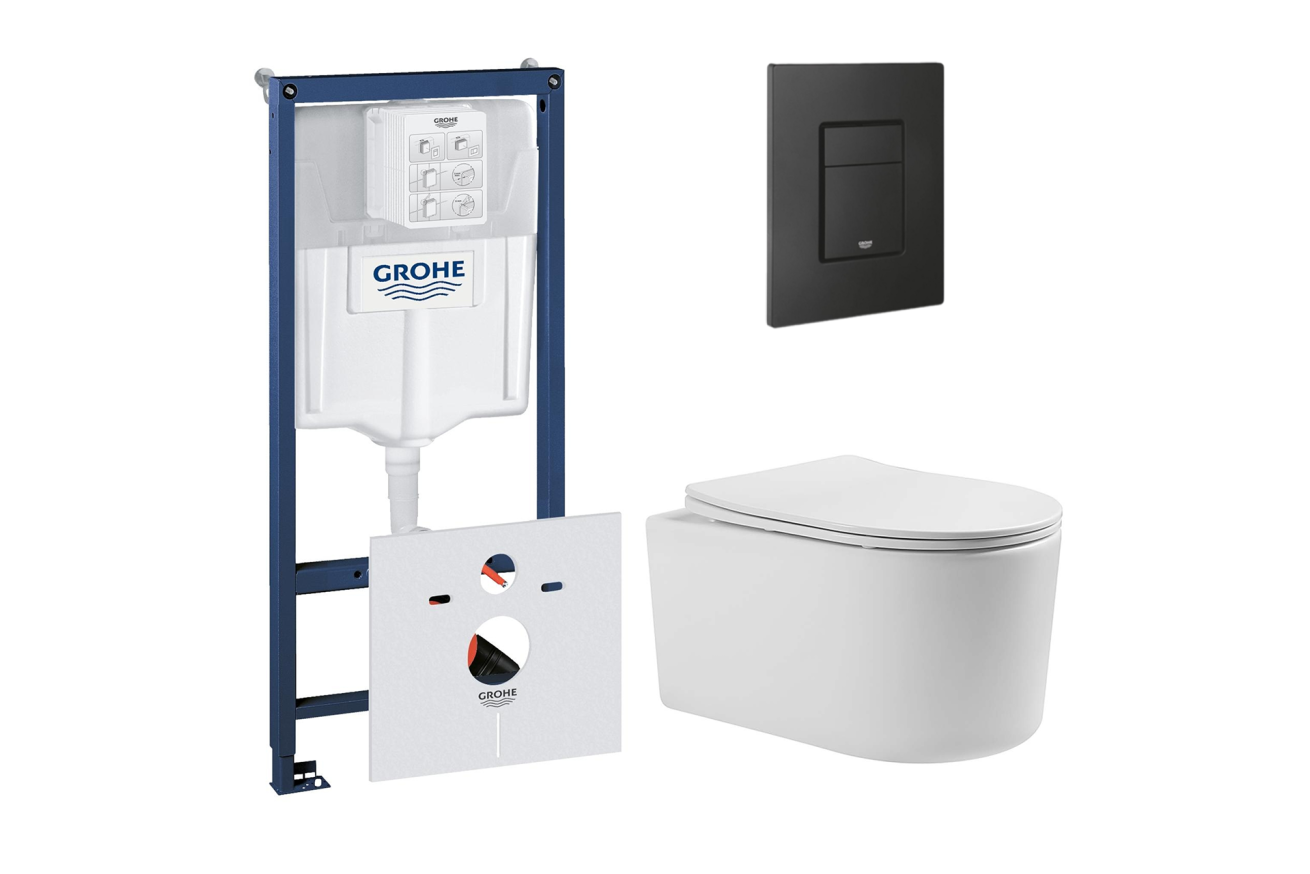 Комплект инсталляции GROHE 38811KF0 с унитазом Aquatek МИЯ и сиденьем с микролифтом (NW0155)