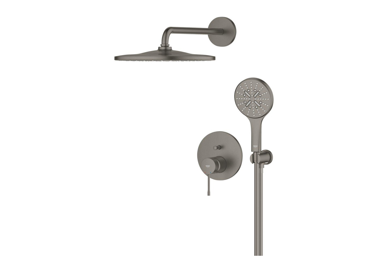 Душевая система GROHE Essence со смесителем для ванны, темный графит матовый (25287AL0)