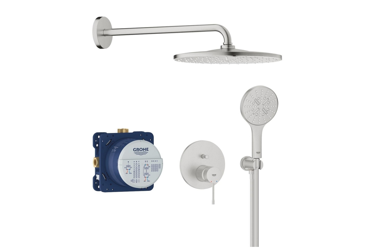 Душевая система GROHE Essence со смесителем для ванны, суперсталь (25287DC0)