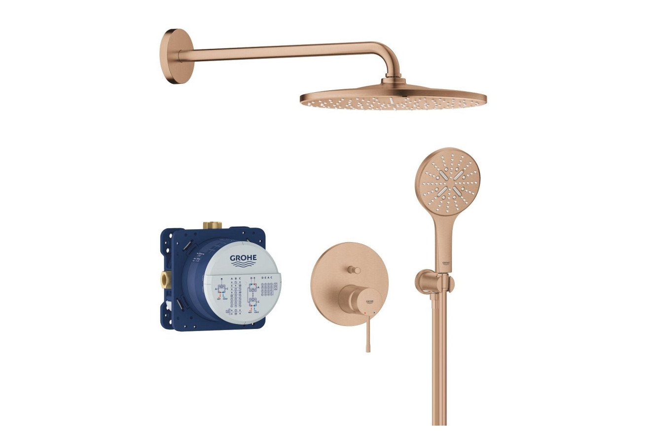 Душевая система GROHE Essence со смесителем для ванны, теплый закат матовый (25287DL0)