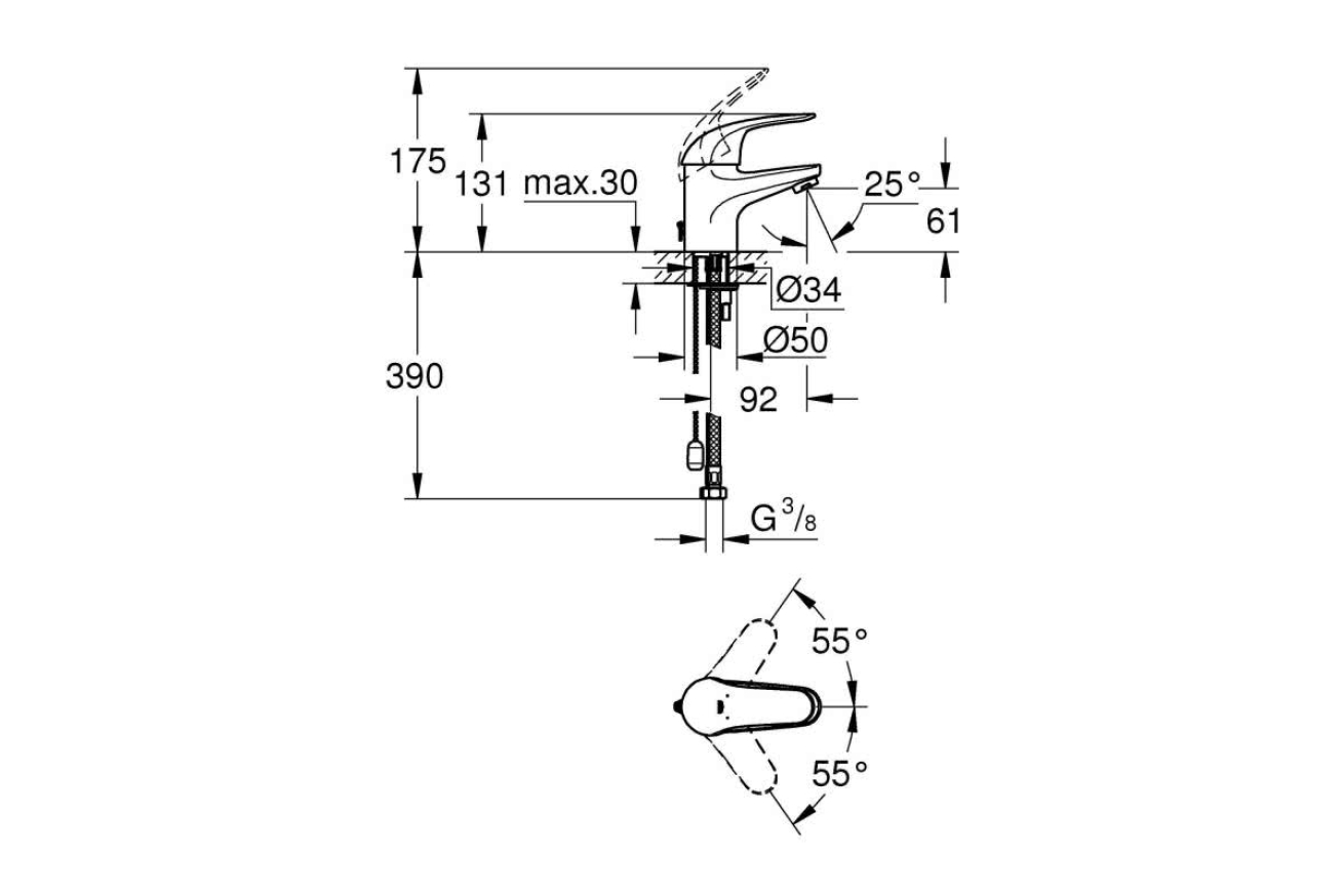 Смеситель для раковины однорычажный 1/2" GROHE Swift S-Size, хром (24318001)