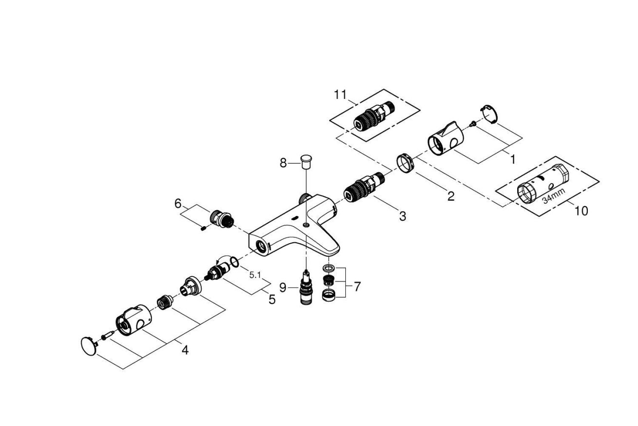 Душевой набор GROHE для ванной комнаты Grohtherm 800 (NB0031-1)