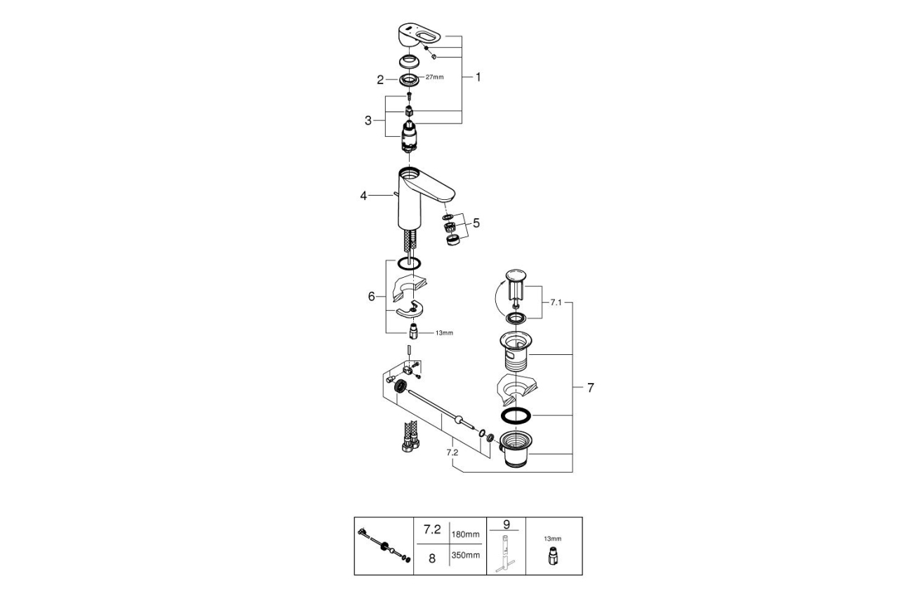 Смеситель для раковины GROHE BauLoop, M-size, хром (23762000)