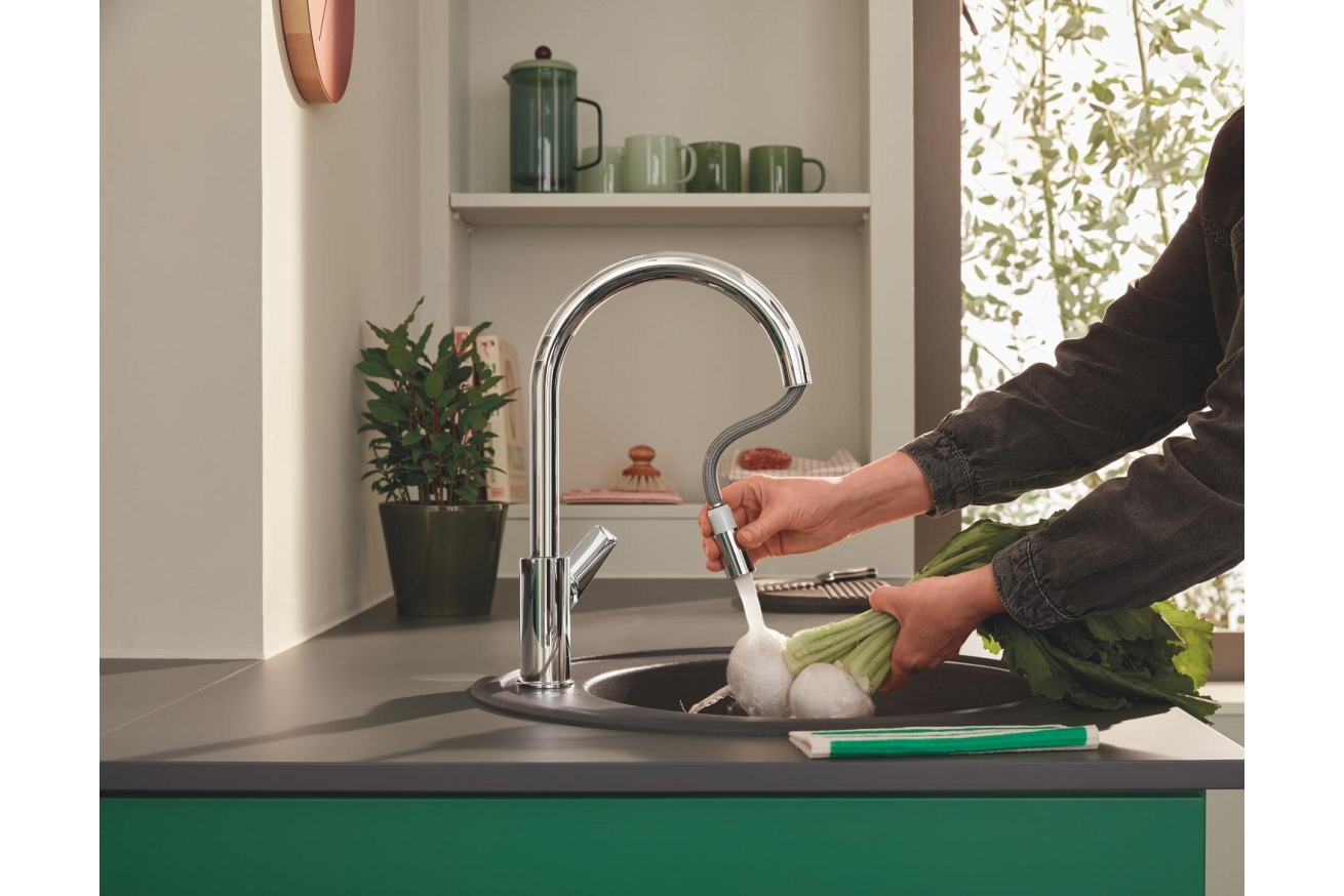 Смеситель для кухни GROHE BauEdge с вытяжным изливом, хром (30536000)