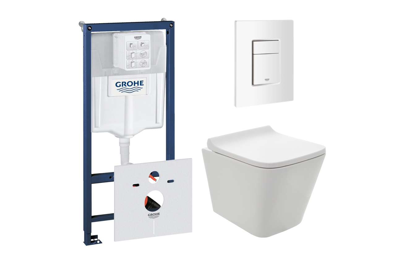 Комплект инсталляции GROHE 38772SH0 с унитазом AQUAme AQM2004 и сиденьем с микролифтом (NW0179)