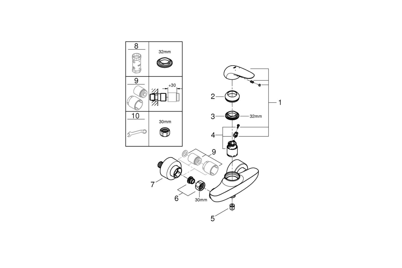 Смеситель для душа GROHE Wave, хром (32287001)