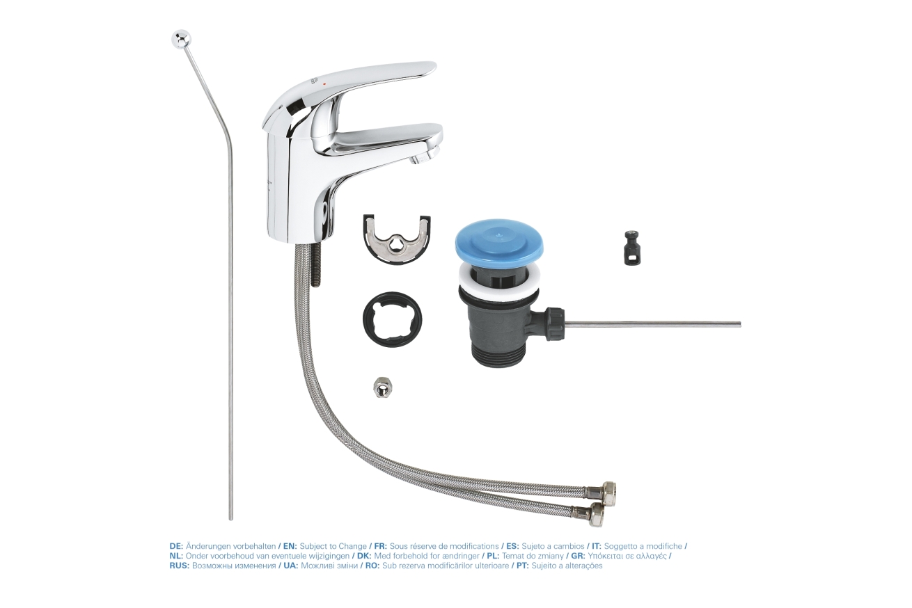 Смеситель для раковины GROHE Euroeco с донным клапаном, S-size, хром (23262000)