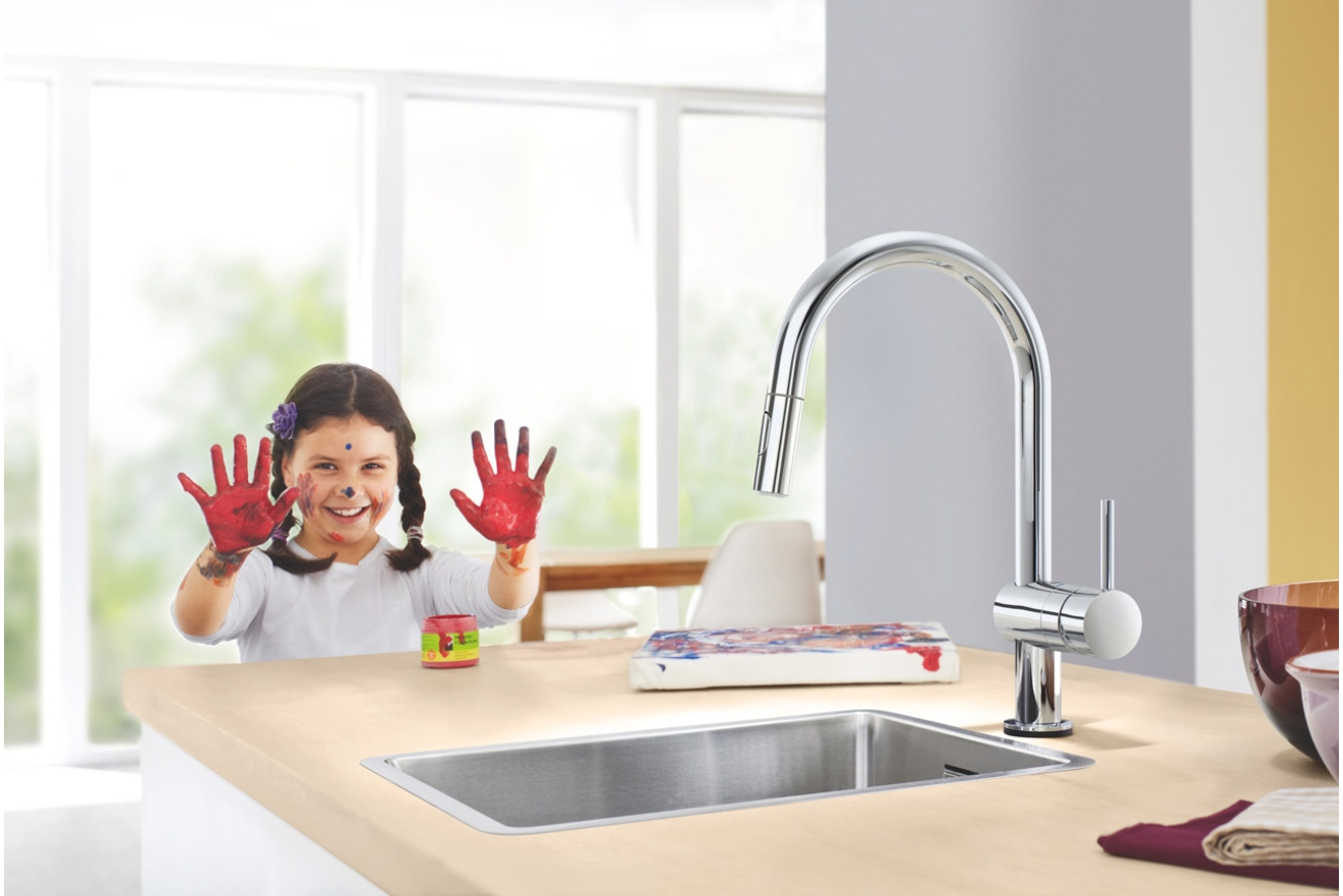 Смеситель для кухни GROHE Minta Touch сенсорный с вытяжным душем, хром (31358002)