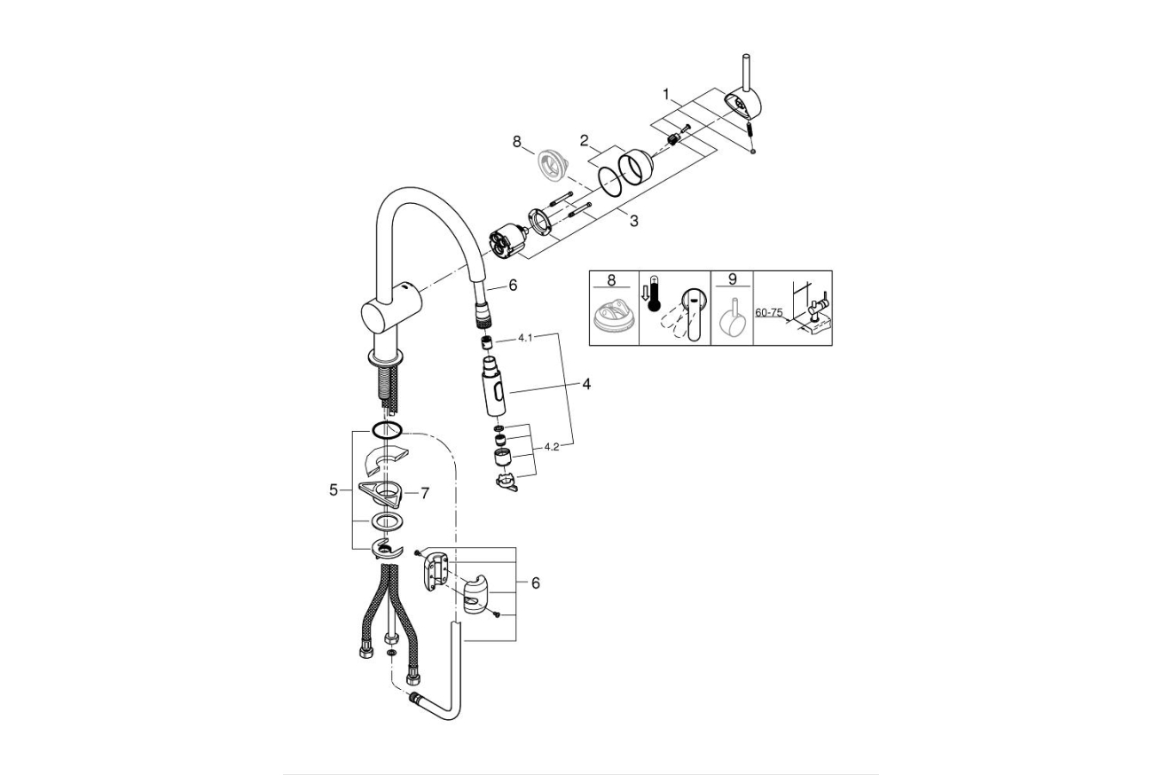 Смеситель для кухни GROHE Minta с вытяжным душем, хром (32321002)