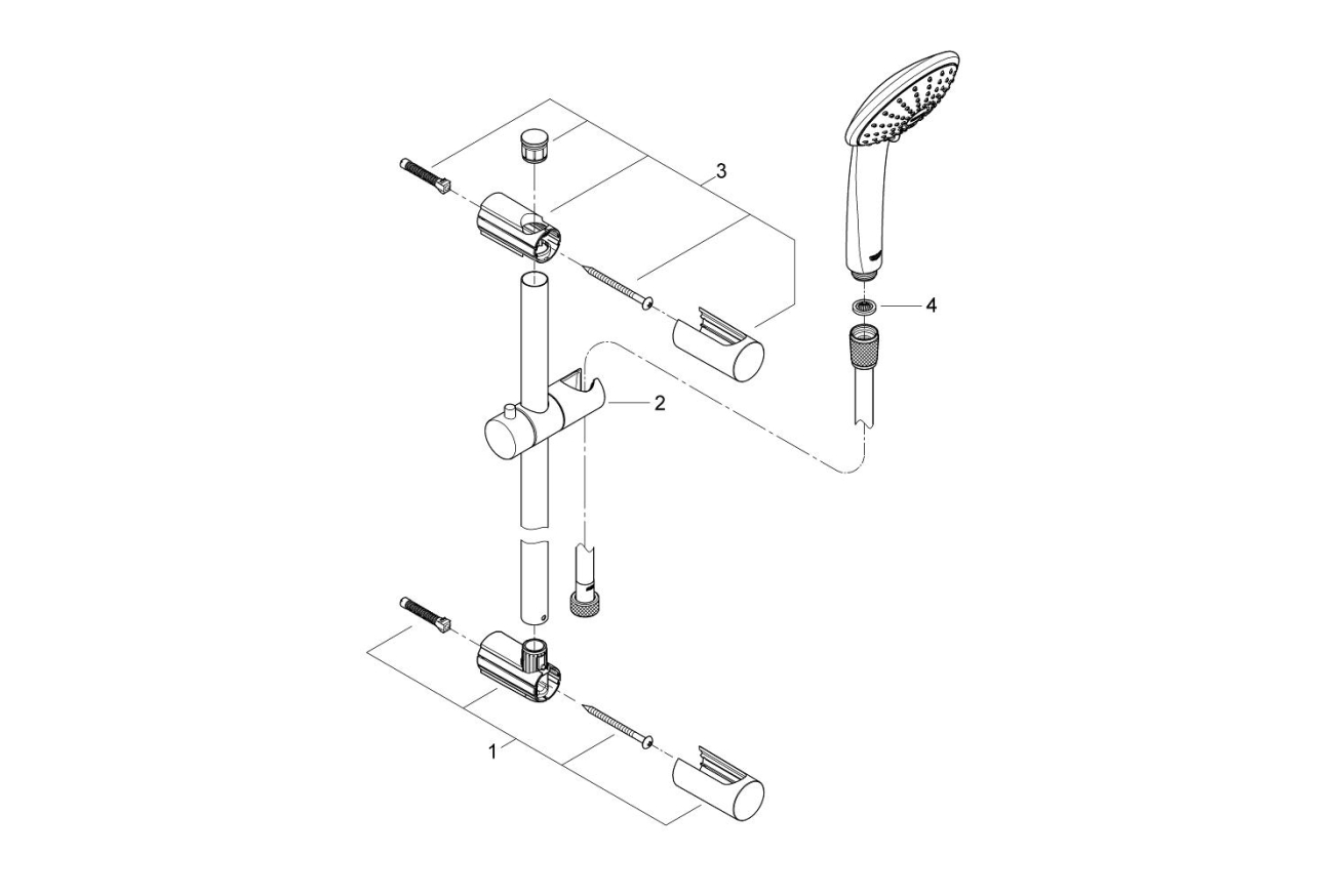 Душевой гарнитур GROHE QuickFix Vitalio Joy 110 Duo, 2 режима струи, душевая штанга 600 мм, 9,5 л/мин, хром (27326000)