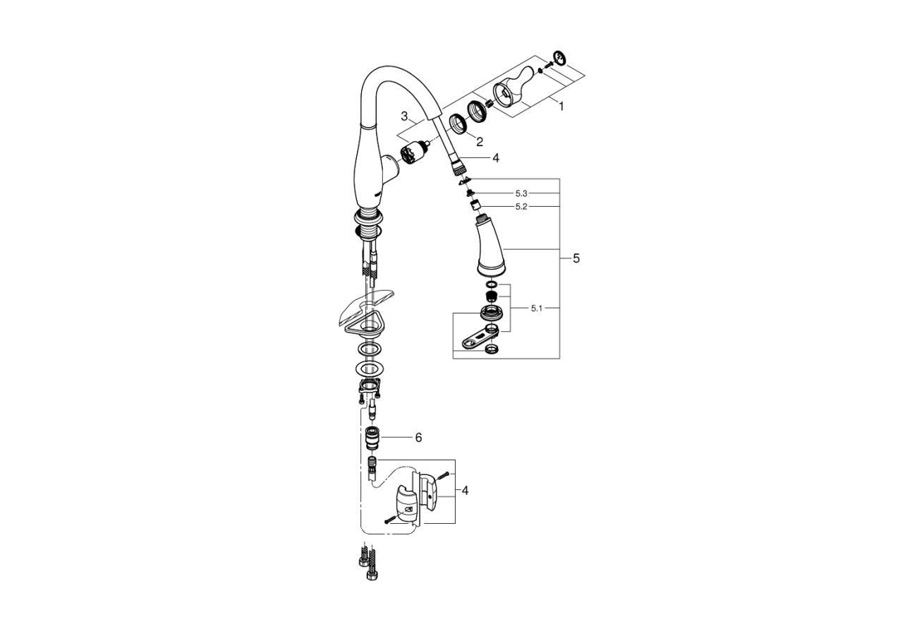 Смеситель для кухни GROHE Parkfield с вытяжным изливом, суперсталь (30215DC1)