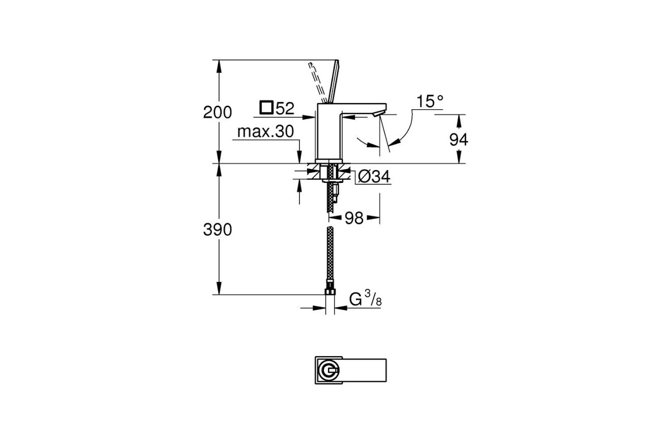 Смеситель для раковины GROHE Eurocube Joy, S-size, хром (23656000)
