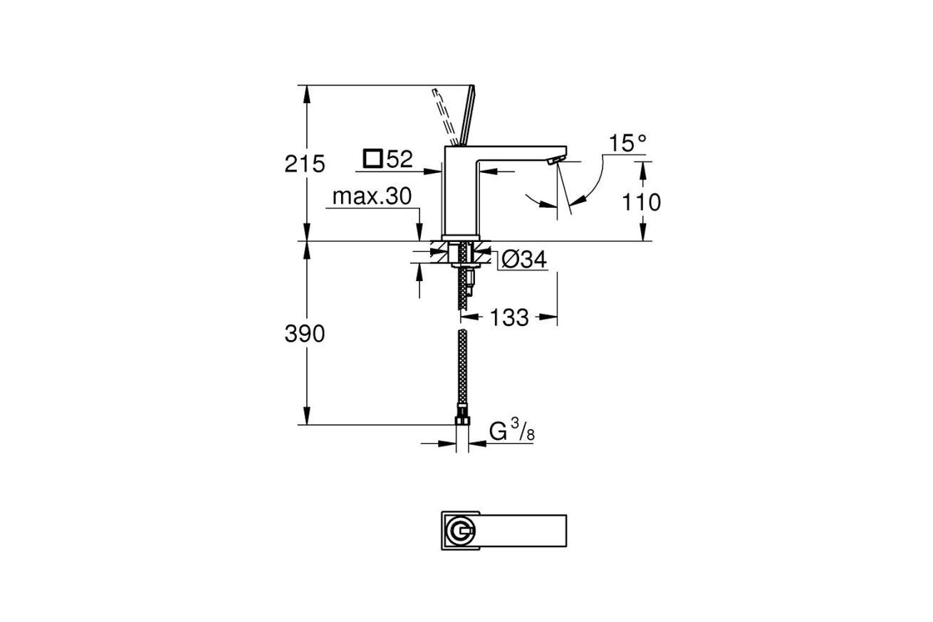 Смеситель для раковины GROHE Eurocube Joy, M-size, хром (23658000)