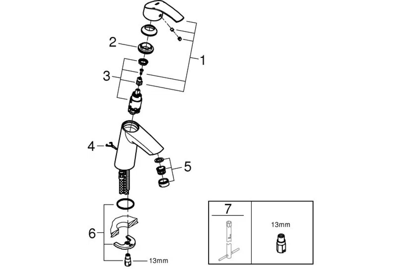 Смеситель для раковины GROHE Eurosmart, M-size, хром (23323001)