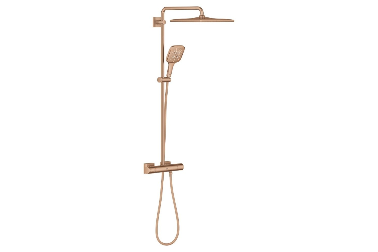 Душевая система GROHE Rainshower SmartActive 310 Cube с термостатом для душа, теплый закат матовый (26837DL0)