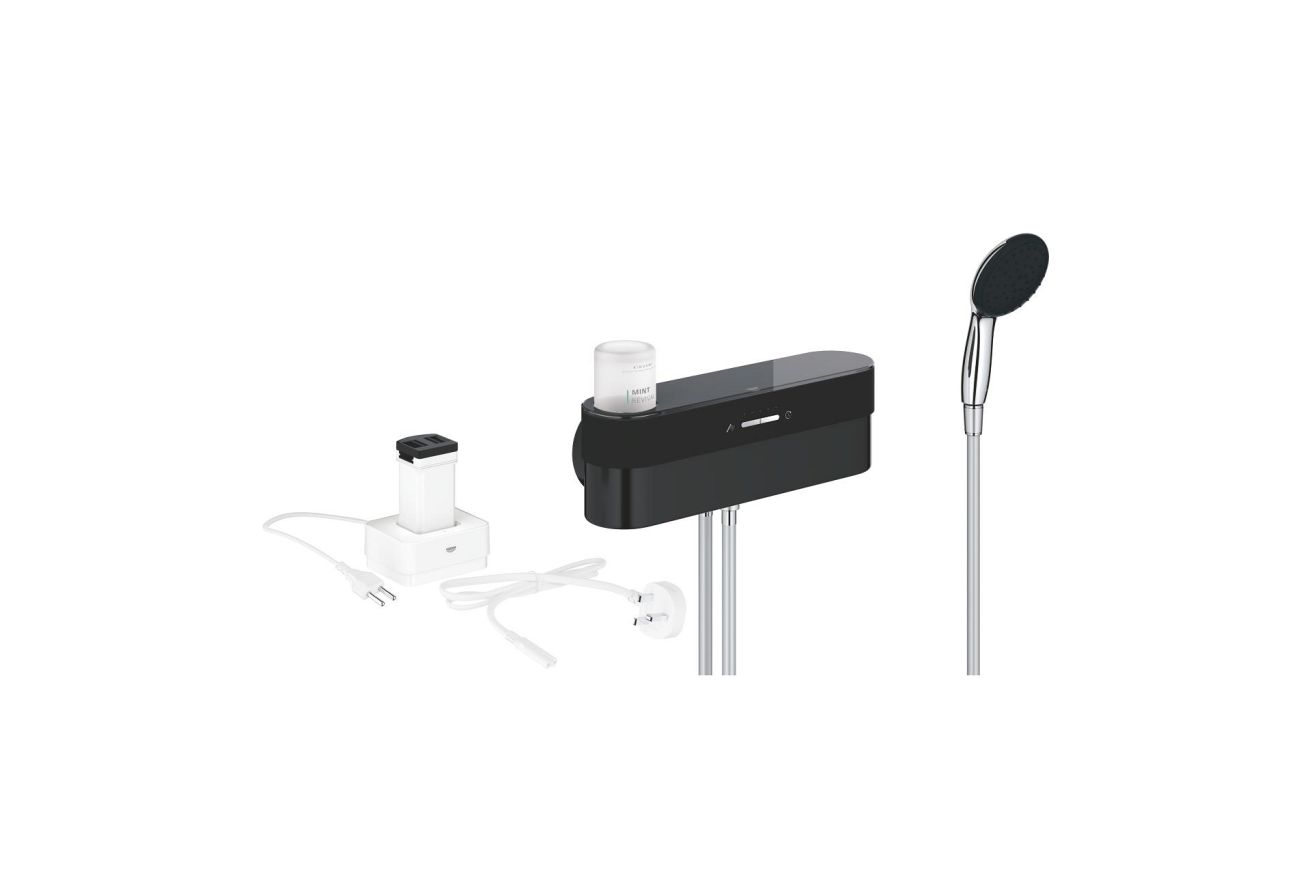 Душевой набор GROHE Purefoam, 2 режима, 1750 мм, 7,6 л/мин, хром/черный (1033670000)