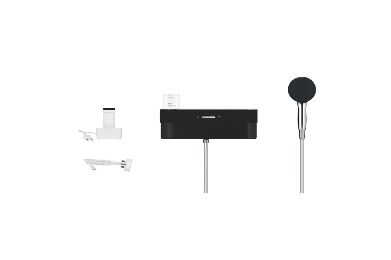 Душевой набор GROHE Purefoam, 2 режима, 1750 мм, 7,6 л/мин, хром/черный (1033670000)
