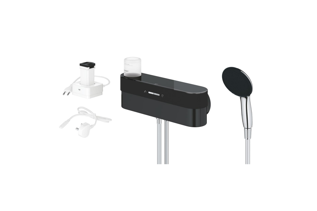 Душевой набор GROHE Purefoam, 2 режима, 1750 мм, 7,6 л/мин, хром/черный (1033670000)