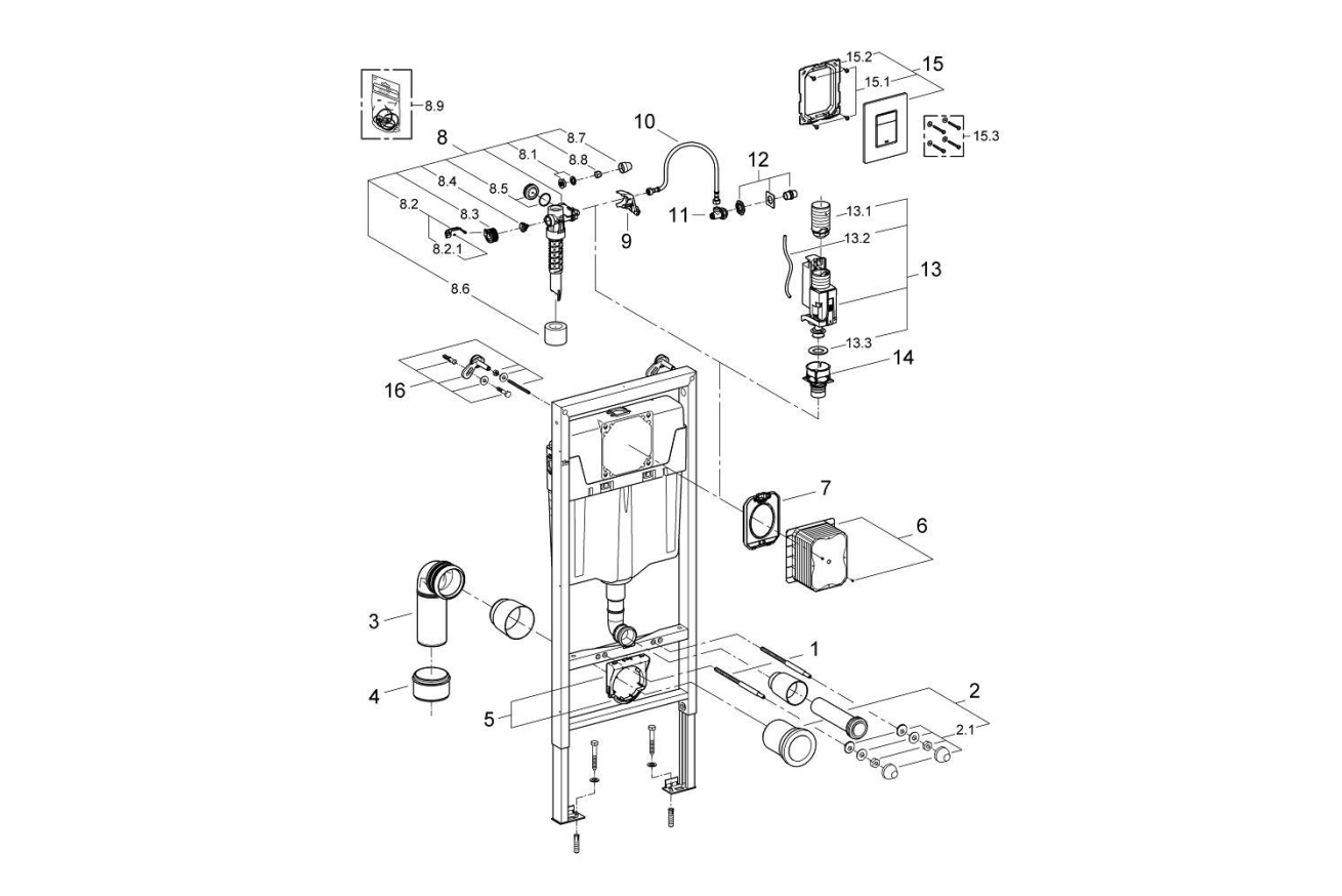 Комплект инсталляции для унитаза, GROHE Rapid SL 3 в 1 с панелью смыва Skate Cosmopolitan, хром (38772001)