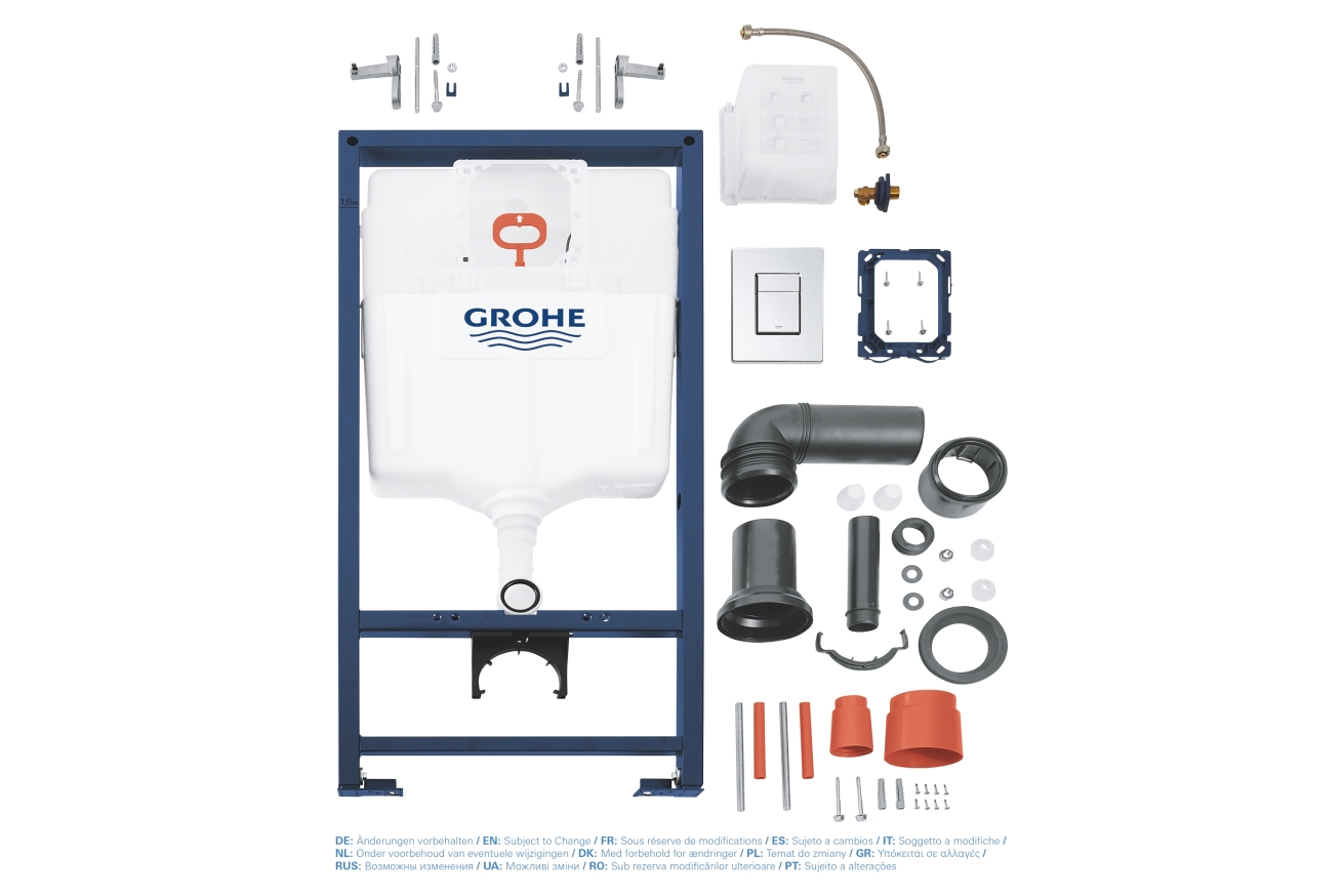 Комплект инсталляции для унитаза, GROHE Rapid SL 3 в 1 с панелью смыва Skate Cosmopolitan, хром (38772001)