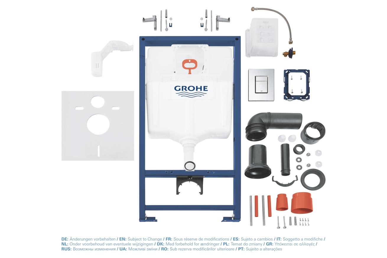 Комплект инсталляции для унитаза, GROHE Rapid SL 5 в 1 с панелью смыва Skate Cosmopolitan, хром (38827000)