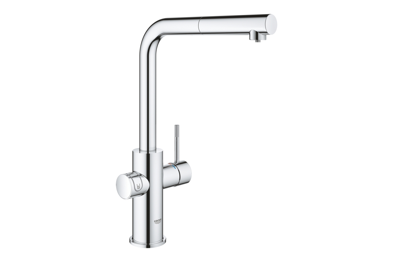 Смеситель для кухни GROHE Blue Home с системой фильтрации, охлаждения и газирования воды, Wi-Fi, хром (31539000)