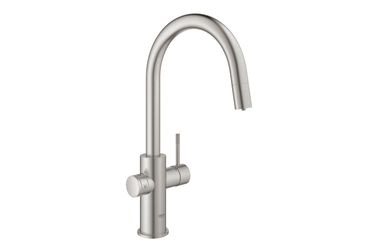 Смеситель для кухни GROHE Blue Home с системой фильтрации, охлаждения и газирования воды, Wi-Fi, суперсталь (31541DC0)