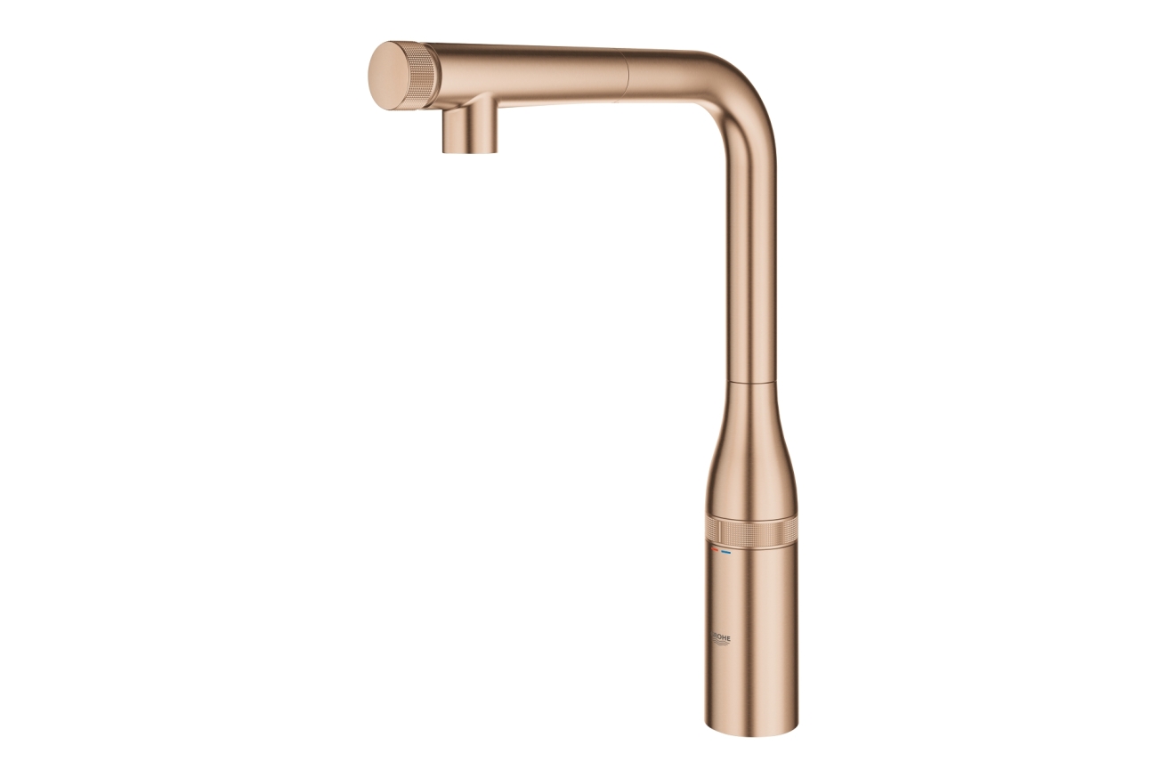 Смеситель для кухни GROHE Essence SmartControl с вытяжным изливом, теплый закат матовый (31615DL0)