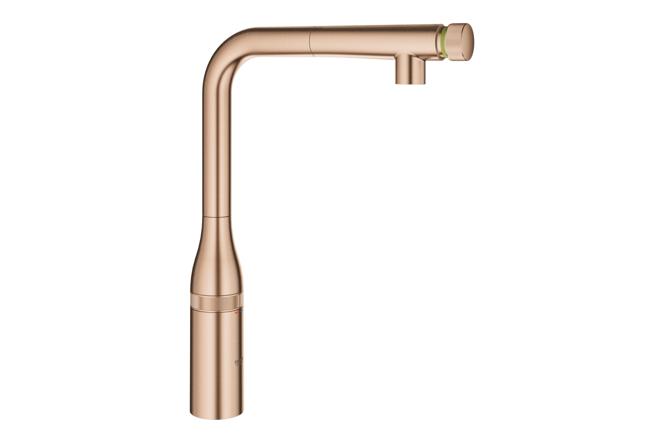 Смеситель для кухни GROHE Essence SmartControl с вытяжным изливом, теплый закат матовый (31615DL0)