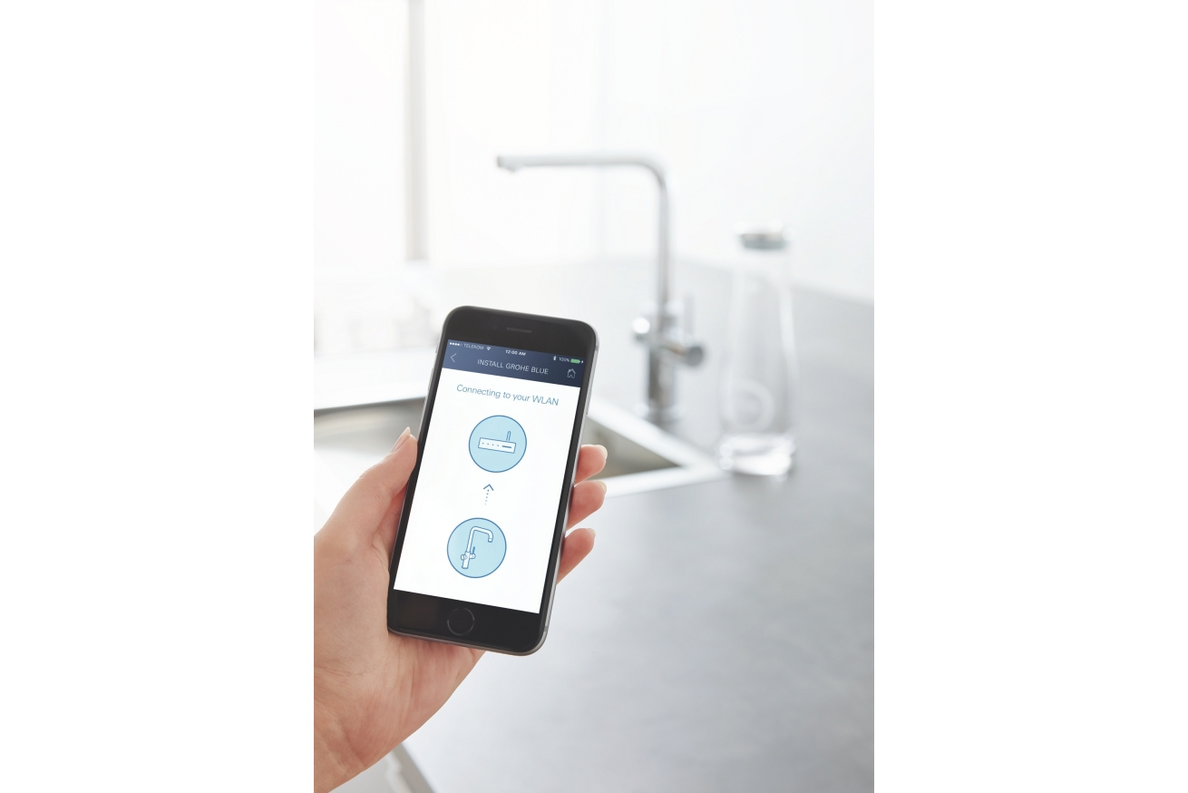 Смеситель для кухни GROHE Blue Home с системой фильтрации, охлаждения и газирования воды, Wi-Fi, хром (31539000)