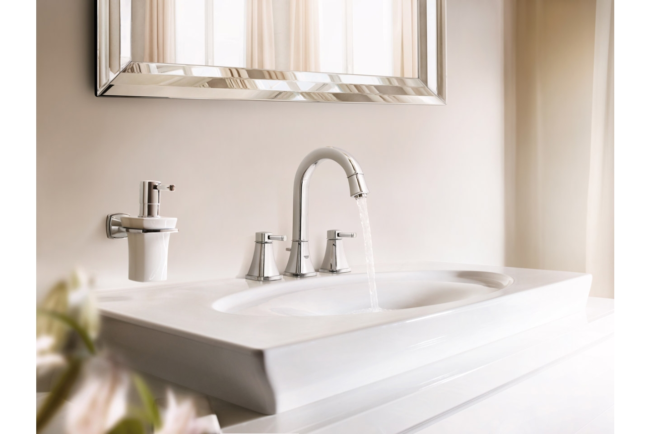Дозатор жидкого мыла GROHE Grandera керамический, с держателем, хром (40627000)