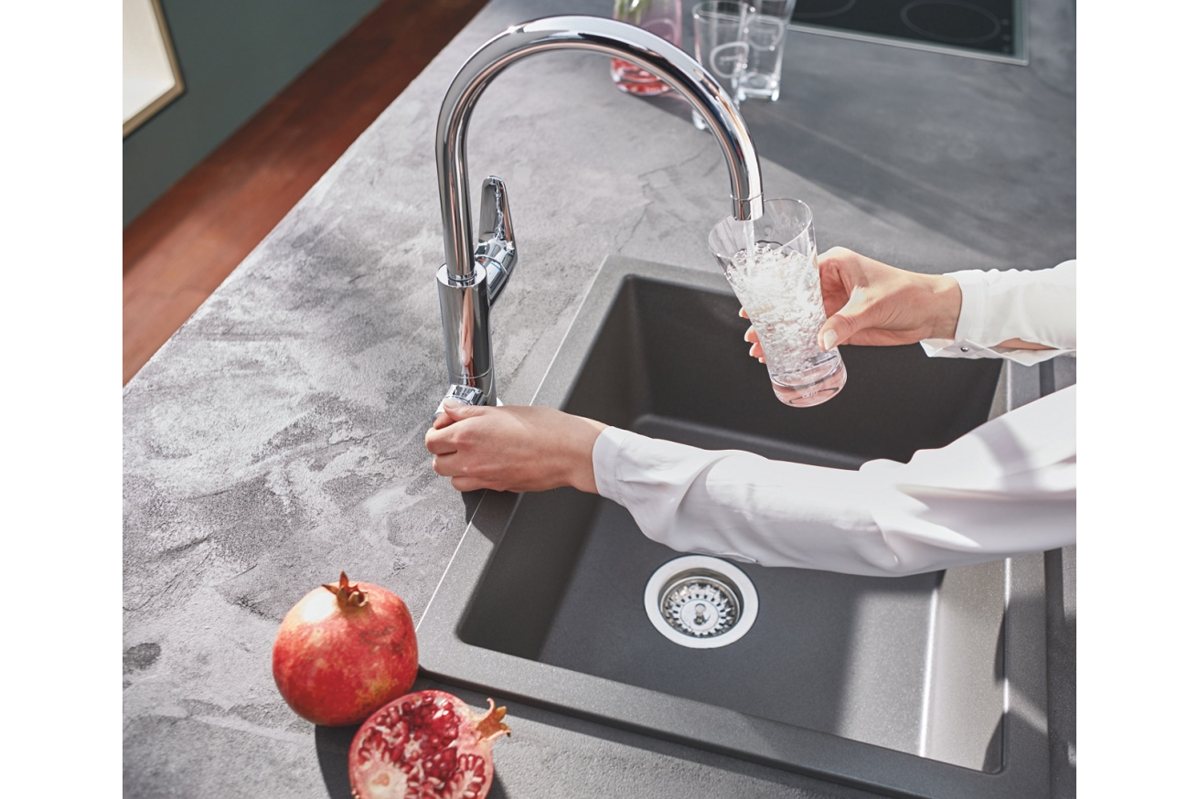 Смеситель для кухонной мойки GROHE Blue Pure BauCurve с функцией фильтрации, с фильтром в комплекте, хром (30385000)